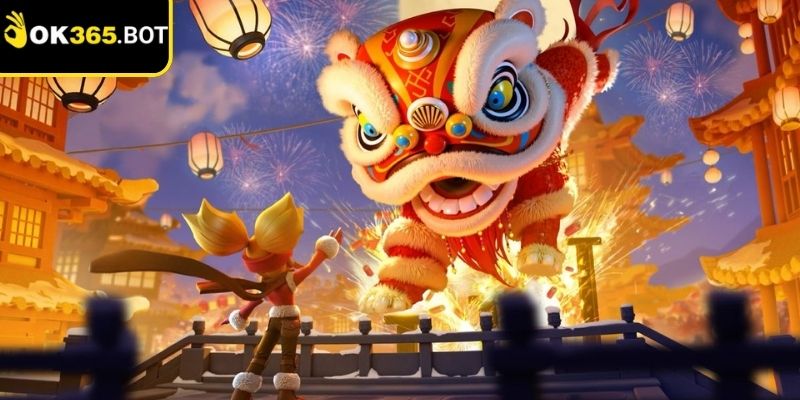 Khái quát múa lân may mắn 7 OK365 sắc xuân