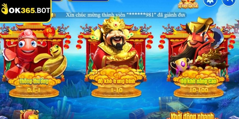 Nhị ca bắn cá OK365 sở hữu tính năng thưởng và điểm số đa dạng